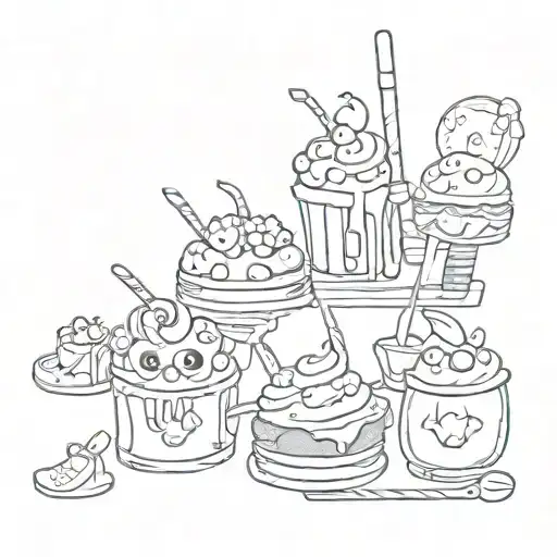powerpuff girls dessert themed weapons  tattoo design idea