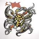 Maryland flag waving + 3 crabs tattoo design idea