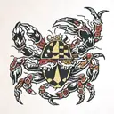 Maryland flag waving + 3 crabs tattoo design idea