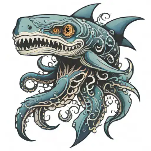 shark octopus tattoo design idea