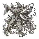 shark octopus tattoo design idea