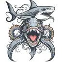 shark octopus tattoo design idea