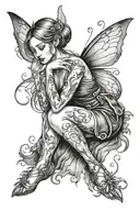 Women crying fairy knees tattoo design idea