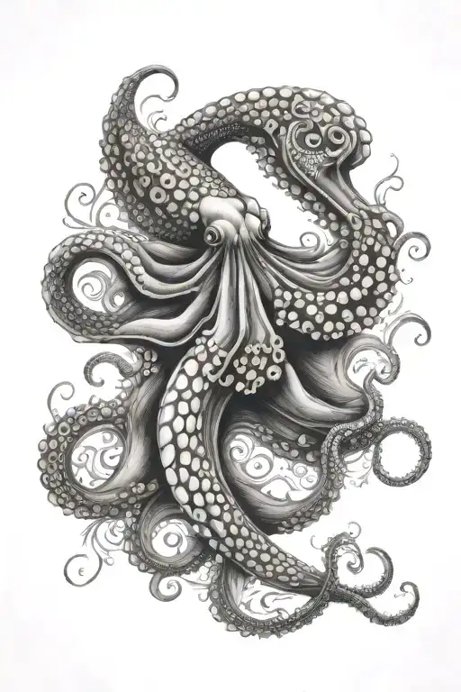 octopus and mermaid tail tattoo design idea