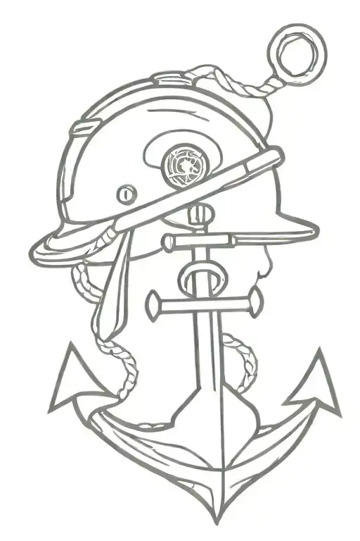 boat anchor with motocross helmet tattoo design idea