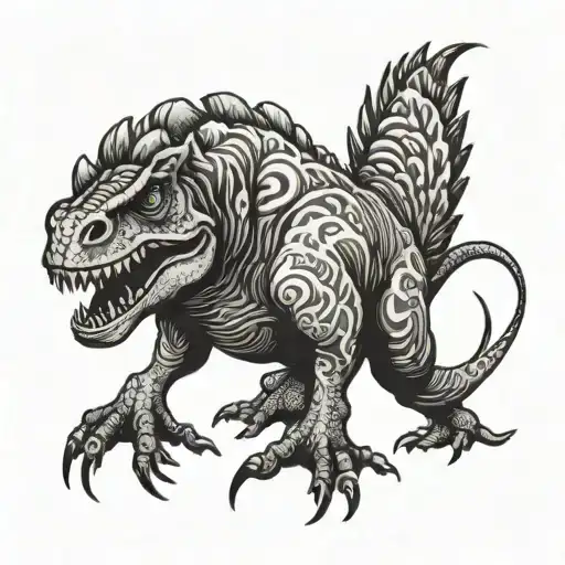 A hen with a T-Rex shadow tattoo design idea