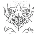 two guys, one bites the other, devils are around in a dark forest  tattoo design idea