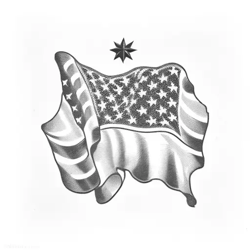 American flag, crossed pistols, 1992 tattoo design idea