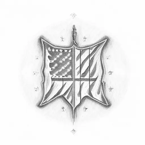 American flag, crossed pistols, 1992 tattoo design idea
