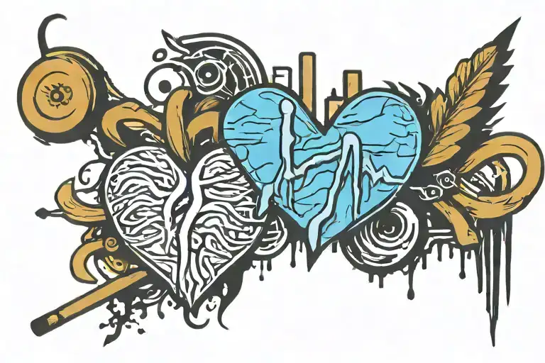 heartbeat with dates incorporated tattoo design idea
