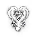 Heart and music(saxophone) combined tattoo design idea