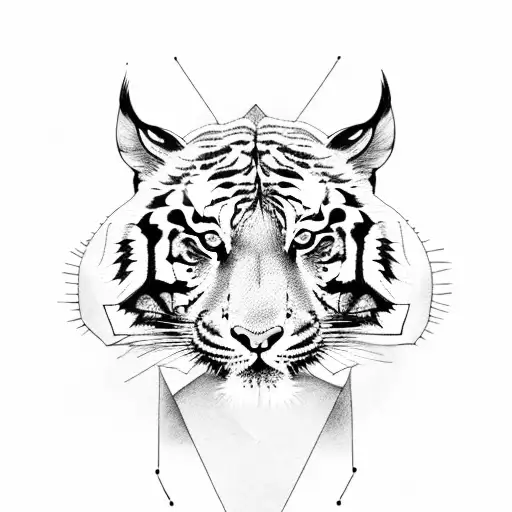 Illustrate a tiger expressing love and anger in a sketch style tattoo tattoo design idea
