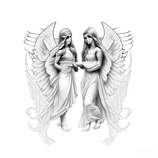 2 angels cheep 2 cross  tattoo design idea