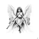 2 angels cheep 2 cross  tattoo design idea