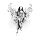 2 angels cheep 2 cross  tattoo design idea