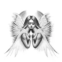 2 angels cheep 2 cross  tattoo design idea