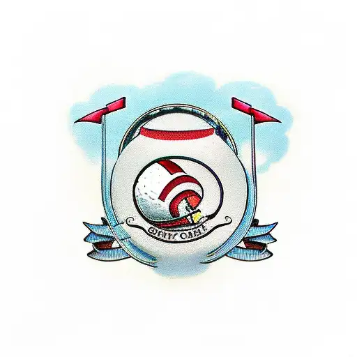 Driver golf club with ribbon for childs names tattoo design idea