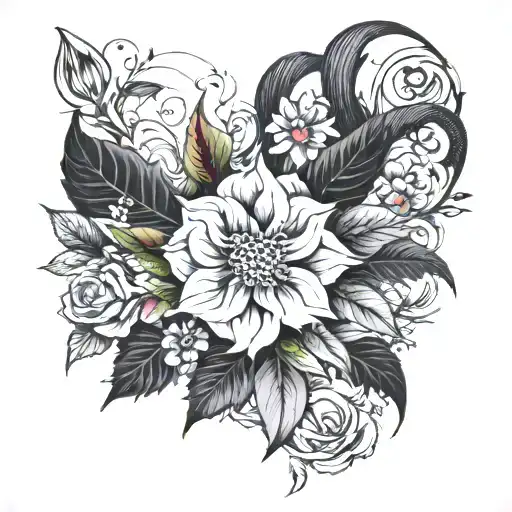 Female tattoo sleeve not too feminine, nature but not too floral. Unique, mostly black but a touch of color. Something t tattoo design idea