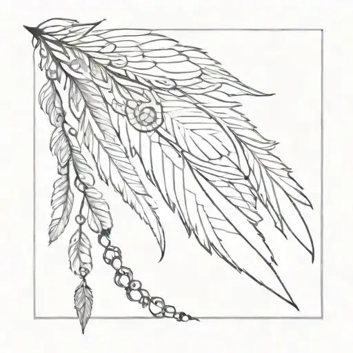 intricate lace and chain with jewels and eagle feathers  tattoo design idea