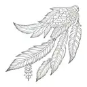 lace pattern with Indian chain links and Native eagle feathers  tattoo design idea
