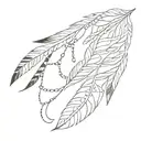 lace pattern with Indian chain links and Native eagle feathers  tattoo design idea