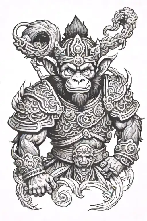 monkey king tattoo design idea