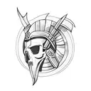 spartan with skull tattoo design idea