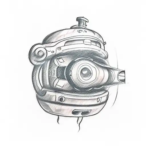 A sketch-style tattoo of a bong shaped like the Nintendo GameCube, with smoke forming Mario's face tattoo design idea