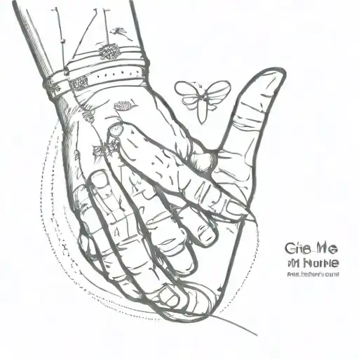 a hand holding one's heart, with an open wound, but which is healing "give me just a minute" phrase tattoo design idea