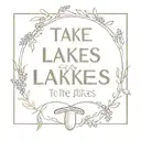 "take me to the lakes" in cursive. A morel mushroom around it. also wisteria the plant around the wording.  tattoo design idea
