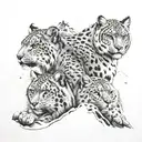 owl and snow leopard on a mountain range  tattoo design idea
