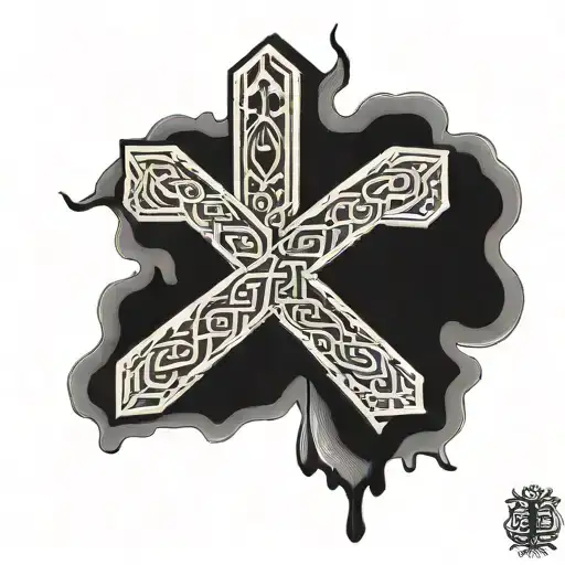 cross with Ten Commandments written tattoo design idea