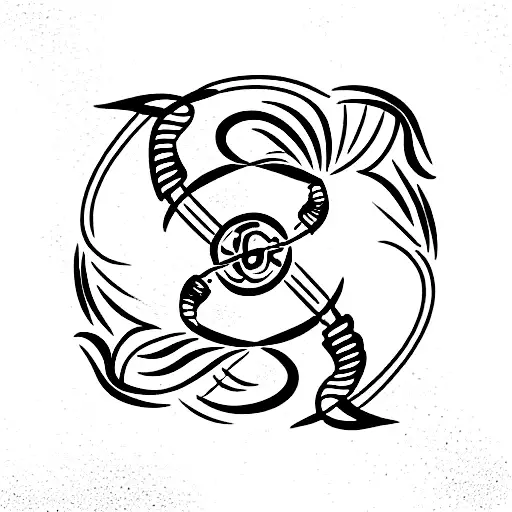 scorpio and pisces fine line symbols combined tattoo design idea