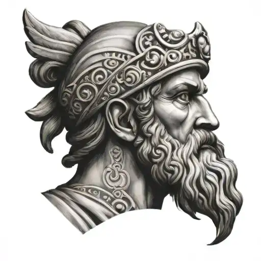 ancient greece and portrait tattoo design idea