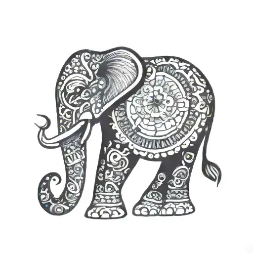 Mandala Elephant tattoo.  Simpler design. Let there be decorations on the bottom and top. head only tattoo design idea