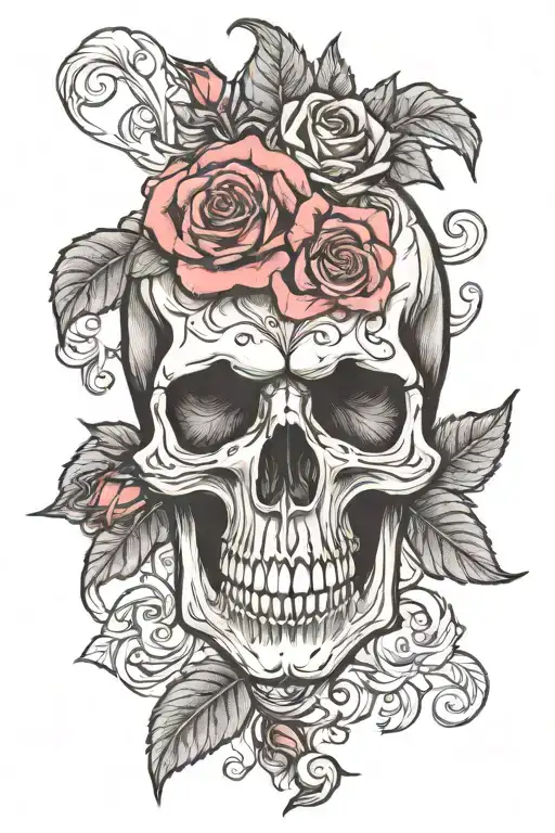 skull roses american flag morphing tattoo design idea