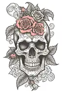 skull roses american flag morphing tattoo design idea