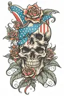 skull roses american flag morphing tattoo design idea