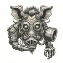 angry warthog with gas mask tattoo design idea