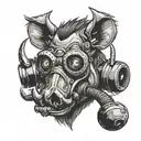 angry warthog with gas mask tattoo design idea