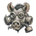 angry warthog with gas mask tattoo design idea