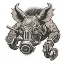 angry warthog with gas mask tattoo design idea