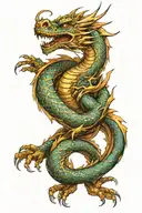 fantasy dragon wrapped around arm resting head peacefully on chest tattoo design idea