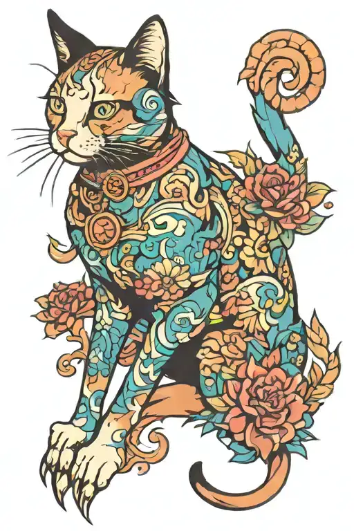 d4c jojo bi colour cat tattoo tattoo design idea
