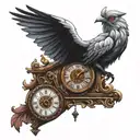 a cuckoo clock but the bird in it is losing it's feathers. The feathers should fall  tattoo design idea