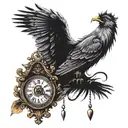 a cuckoo clock but the bird in it is losing it's feathers. The feathers should fall  tattoo design idea