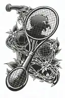 A tattoo design featuring a stock market graph intertwined with a tennis racket tattoo design idea