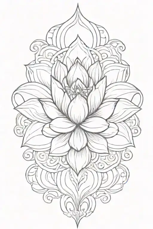 karma symbol and lotus flower tattoo design idea