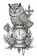 Realism "Stoic Tatoo With A Lion , An Owl, A Sword And A Scale For Justice, And An Hourglass" Tattoo Design Idea tattoo design idea