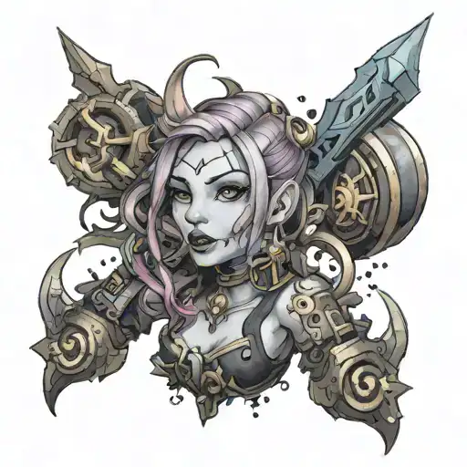 jinx league of legends tattoo design idea